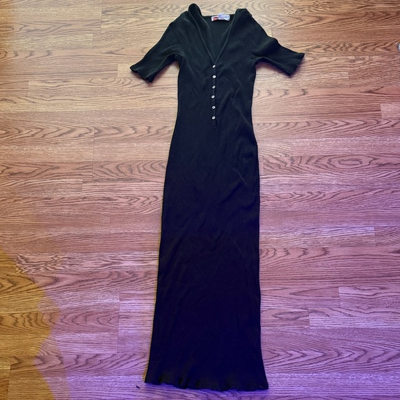 Free people lulu Henley Black Midi Dress - Picture 2 of 4